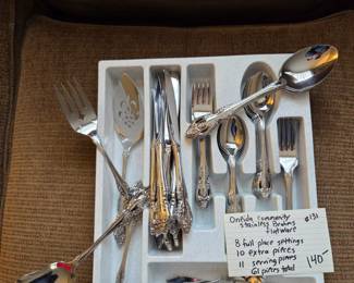 #131 Oneida Community Stainless Brahms flatware 8 full place settings 11 serving pieces 10 extra with a total of 61 pieces $140.00