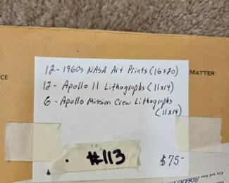#113 12 - Apollo NASA Art Prints 16x20, 12 Apollo II Lithographs (11x14), 6 Apollo Mission Crew Lithographs (11x14) $75.00