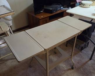 #25 Metal Typing Table w/drop-down sides - on Wheels -22-38x16x27 $30.00