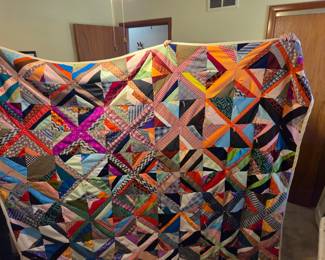 #72 Hand-tied Scrappy Quilt 65x79 (no batting) polyester $35.00
