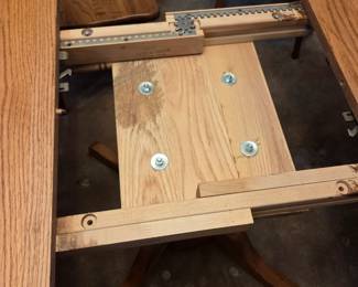 #40 Oak Table w/6 chairs - signed on bottom of Table 54-72x43x29 $250.00