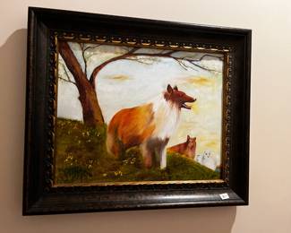 #349	art	orginal painting of 4 dogs 	 $75.00 			
