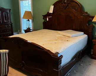 36	Michael Amini king heavy bed frame with high back 	 $750.00 	   		
