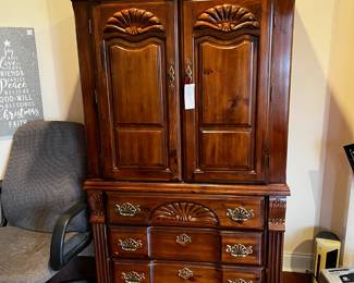#329 wood cabinet with 2 doors and 3 drawers 38x19x66	 $50.00 	   		
