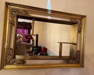 #367 vintage gold shelf mirror 41x28x5	 $30.00 			

