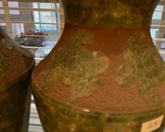 #348	misc	(2) ceramic vase with hand painting of turtals 	 $40.00 			
