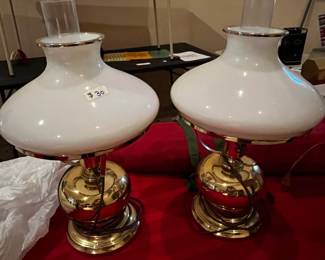 #347	lamp	2brass with white globe lamps 	 $30.00 			

