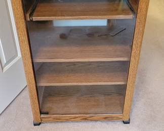 Glass Stereo Entertainment Cabinet With Glass Doors