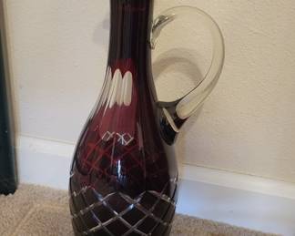 Vintage Bohemian Ruby Red Cystal Decanter With Stopper. This Is Absolutely Breathtaking