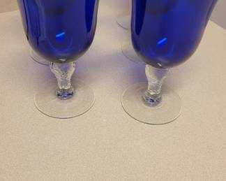 Beautiful Set Of French Wine Goglets Sapphire Cobalt Blue