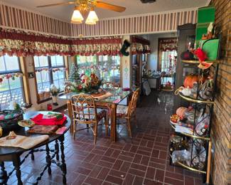 Lots of homemade Christmas ornaments and a 23 inch ceramic Christmas tree. 
