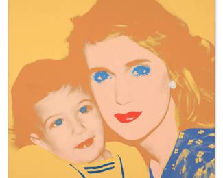 Lot 2233 Original Andy Warhol Acrylic Silk Screen on Canvas Portrait of Patty Raynes and Son