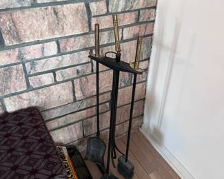 Vintage modern style fireplace tools 