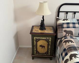 Moose table and bear lamp