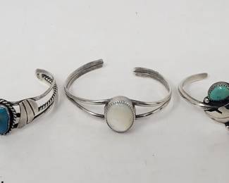 Lot # : 93 - 3 silver cuff bracelets