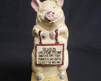 Lot # : 118 - Vintage Thrifty "The wise pig" cast iron coin