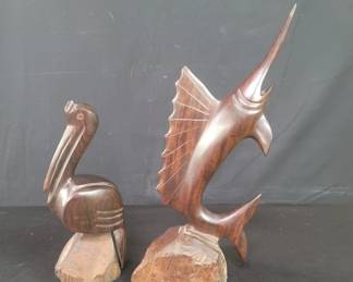 Lot # : 376 - Pair of carved wood sculptures