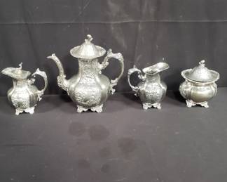 Lot # : 339 - Group of silver plate tea serving items