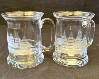 Lot # : 325z - Pair of vintage Romanian Toscany etched glasses