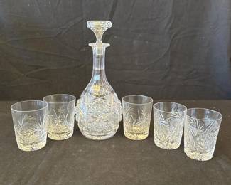 Lot # : 322z - Vintage crystal decanter and glasses