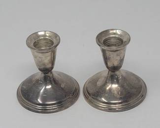 Lot # : 187 - Pair of weighted sterling silver candlesticks