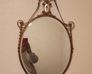 Lot # : 308d - Vintage brass Victorian style ornate wall mirror