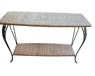 Lot # : 203z - Woven wicker & iron console table