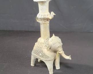 Lot # : 222 - Vintage bronze elephant candlestick