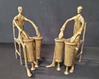 Lot # : 37 - Pair of brass drummer bookends