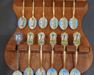Lot # : 302s - Vintage USSR souvenir spoons 24k gold