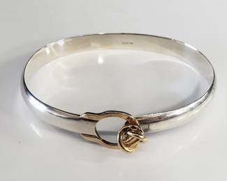 Lot # : 20 - Sterling silver and 14k gold knot hook bracelet