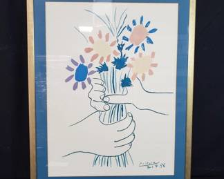 Lot # : 146 - Pablo Picasso's bouquet of peace framed print
