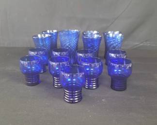 Lot # : 326 - Group of vintage cobalt blue glasses