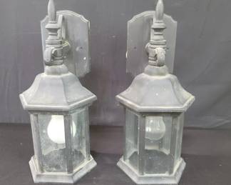 Lot # : 321 - Contemporary spelter and glass outdoor lights