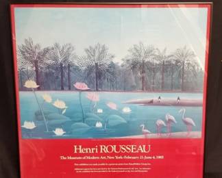 Lot # : 152 - Framed Henri Rousseau exhibition poster