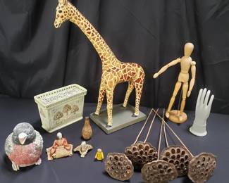 Lot # : 313 - Box of misc. animal figurines, vase, etc...