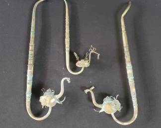 Lot # : 28 - Three vintage brass smoking pipes