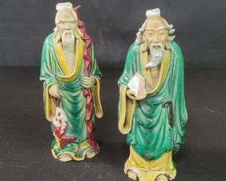 Lot # : 322 - Pair of vintage Asian mud figurines
