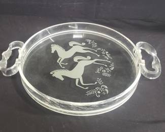 Lot # : 129 - Lucite and glass perfume tray