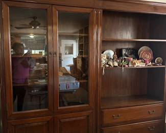 Solid wood curio and bookshelf, sold separately, solid wood flown from Singapore