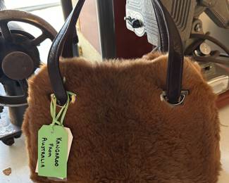 Vintage, Genuine kangaroo fur purse with leather straps. From Australia- very unique and staylish.