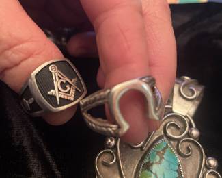sterling ring and turquoise pendant 