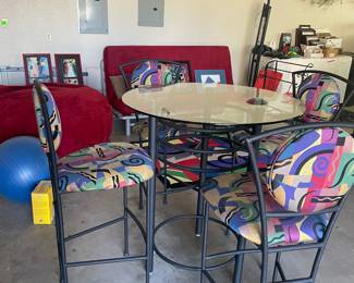 bistro set -table  and 4 chairs  that match the custom rug -  SOLD CHAIRS HAVE TABLE 