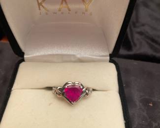 sterling  and 10 k heart ring 