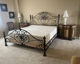 KING WROUGHT IRON BED - TEMPERPEDIC MATTRESS - 