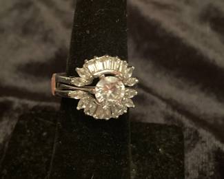 STERLING BLINGED OUT RING SET   VERY WELL MADE 