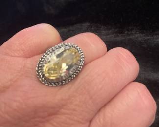 yellow stone sterling ring 