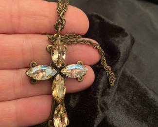 liz palacious cross necklace  signed 
