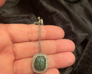 DESIGNER  STERLING W/ EMERALDS AND DIAMONDS  LOOKS PRICEY  BUT ISN'T   