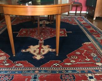 9’ x 12’ rug.  Hepplewhite Style Dining Table with extra leaf